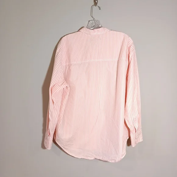 J.Crew Étienne oversized shirt in striped cotton poplin Pink Size S - Picture 3 of 7